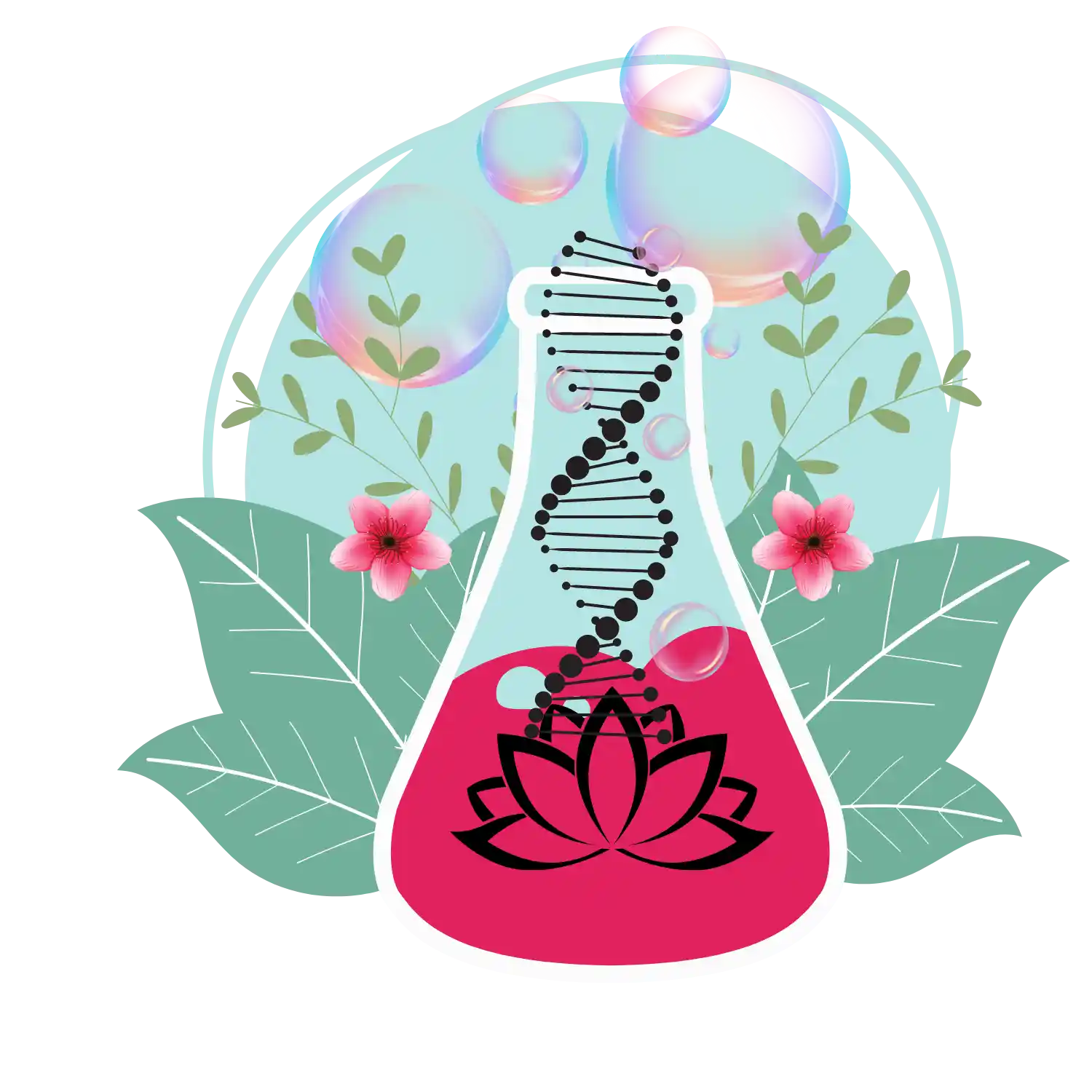 Flacon de soin avec fleur de lotus et adn pour la libération mémoire cellulaire