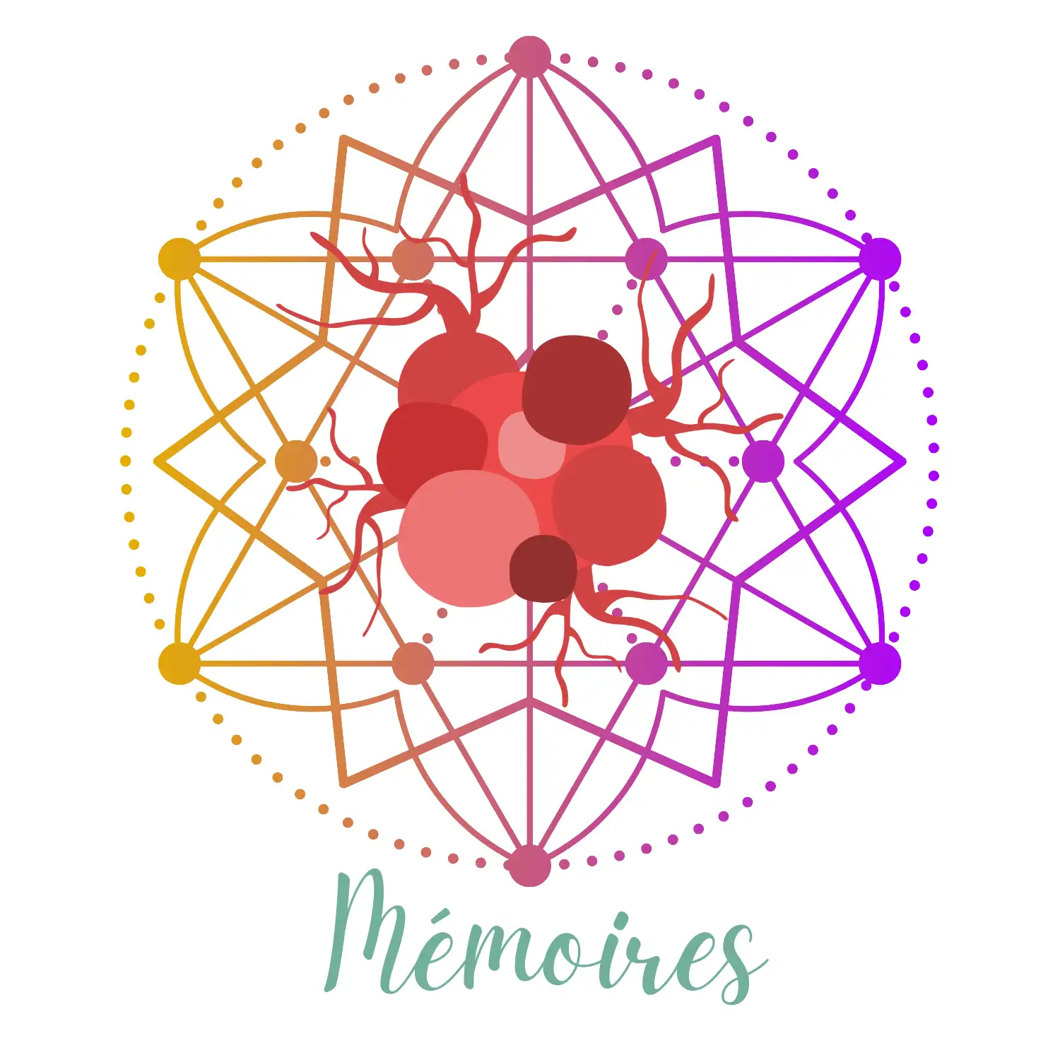 Fleur de vie et vaisseaux sanguins représentant la mémoire cellulaire